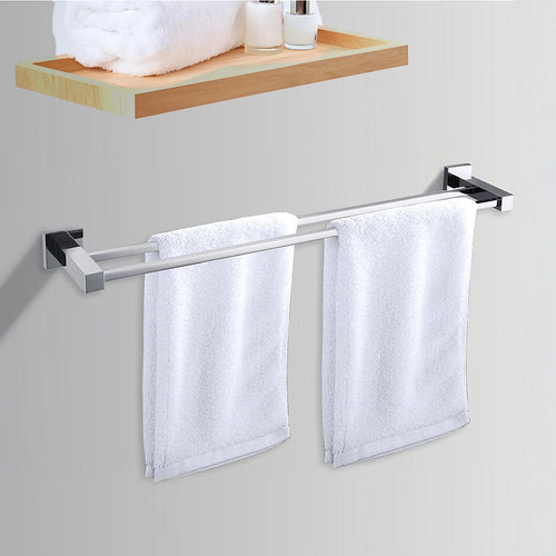 Double Classic Chrome Towel Bar Rail Bathroom   