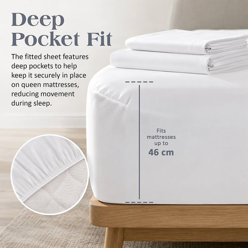 Queen 4 Piece Microfiber Sheet Set Deep Pocket White