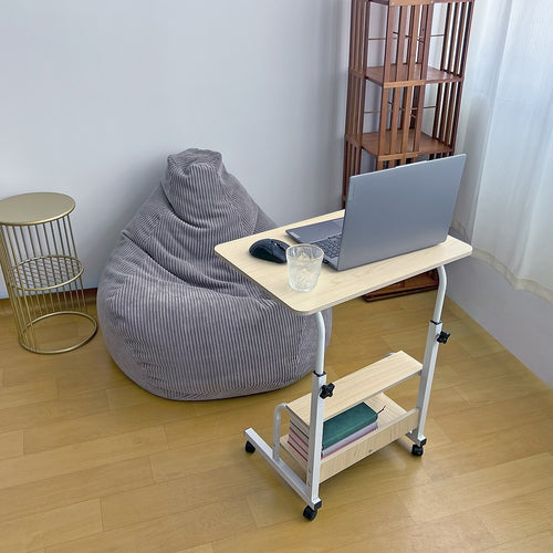 Height Adjustable Rolling Overbed Table – 60cm Mobile Computer & Study Desk on Wheels