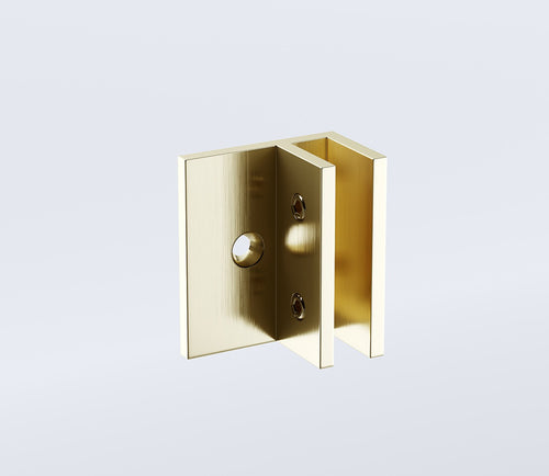 Frameless Shower Screen 90 x 210cm | Curved Glass, Gold Wall F-Bracket