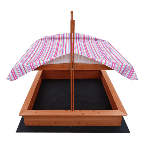 Kids Wooden Toy Sandpit with Adjustable Canopy