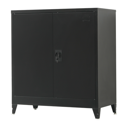 Two-Door Metal Locker - Black with Legs