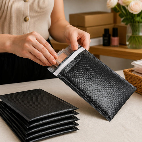 100 Pack Black Poly Bubble Mailers 18x23cm Padded Shipping Envelopes for Secure Parcel Delivery