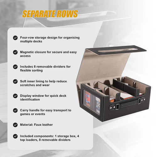Trading Card Storage Box – 3-Row Magnetic Deck Organiser