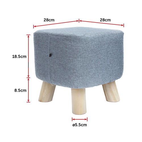 Grey Fabric Ottoman Foot Stool Rest Pouffe Wood Padded Seat  Squircle