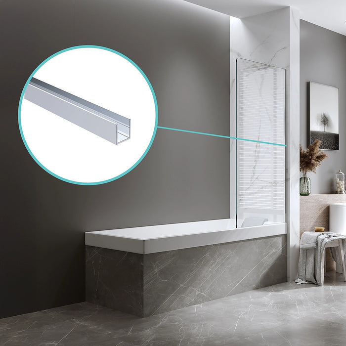 70cm Frameless Glass Bath Screen with Wall Channel - Chrome