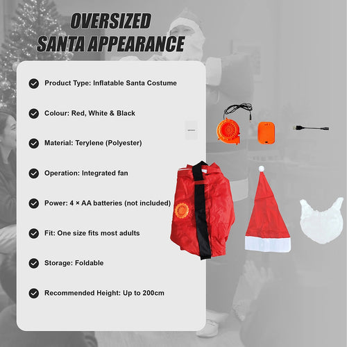 Inflatable Santa Costume Adult Fan Operated Christmas Fancy Dress Suit