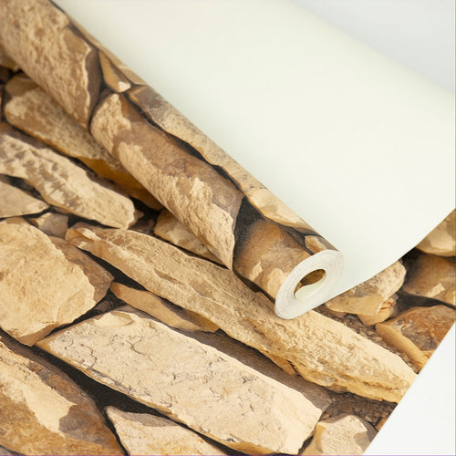 Rock Brick Wallpaper – Rustic 3D Stone Look Vinyl Roll