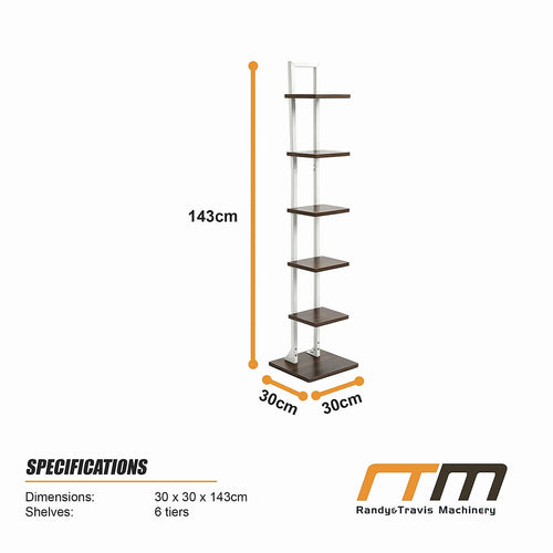 6 Tier Bookshelf Corner Bookcase Storage Rack