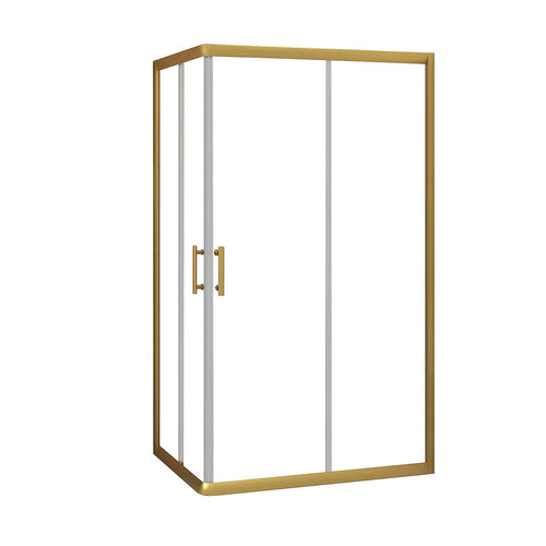 Adjustable 1000x1200mm Sliding Door Glass Shower Screen in Gold with Shower Handle Style 2 - Gold