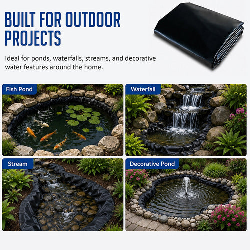 6x8m LDPE Pond Liner 0.5mm Heavy Duty Waterproof Sheet