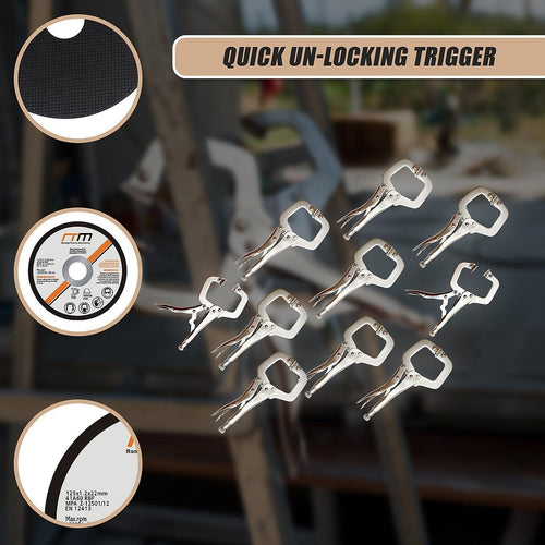 10pc Heavy Duty Steel C-Clamps 6" Mig Welding Locking Plier Vice Grip