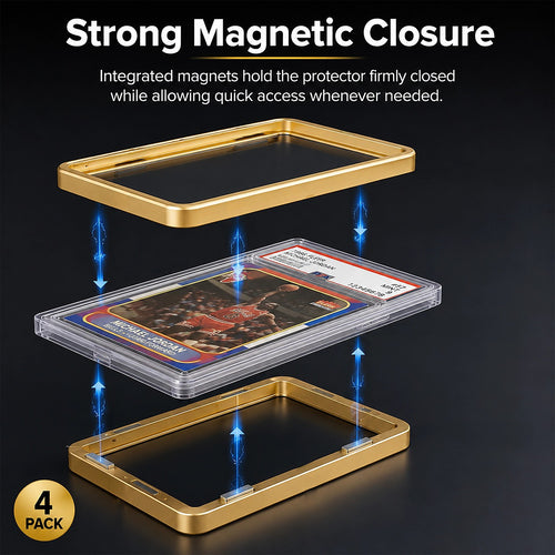 Metal Trading Card Case for PSA & CGC 35PT Slabs – Gold 4 Pack