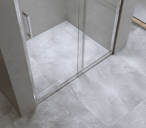 100mm Adjustable (120-130cm) Wall to Wall Sliding Glass Shower Door with Shower Handle Style 1 - Chrome