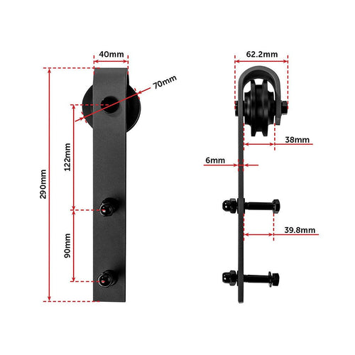 Black Sliding Barn Door Hardware 3.6M 