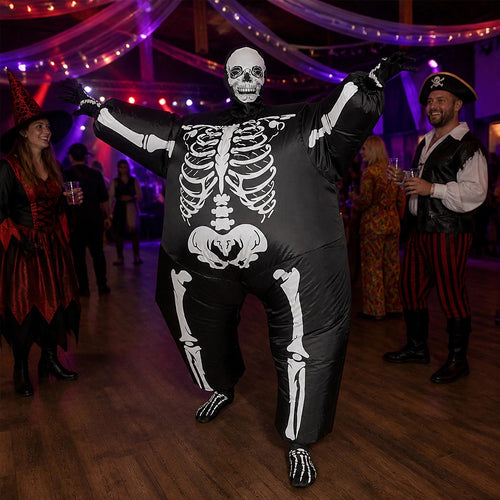 Adult Inflatable Skeleton Costume Halloween Blow Up Full Body Fancy Dress Suit