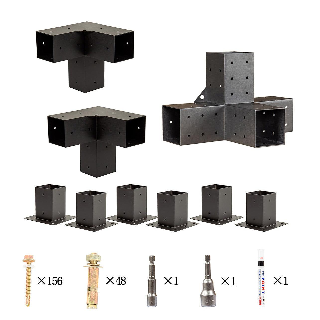 Pergola Kit with Matte Black Steel Brackets – Double Wall Mount - Heavy ...