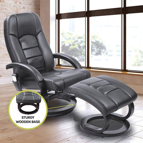 PU Leather Deluxe Massage Chair Recliner Ottoman Lounge Remote