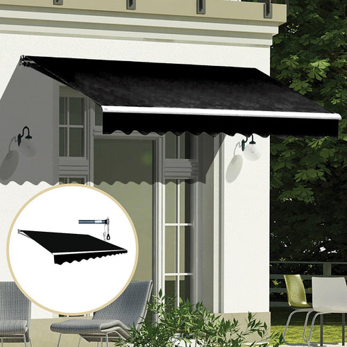 Automatic Retractable Awning 3x2.5m - Black Outdoor Wall Sunshade