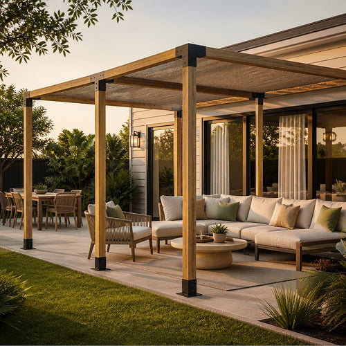 DIY Pergola Kit – Double with Coffee Screens Set with Brackets
