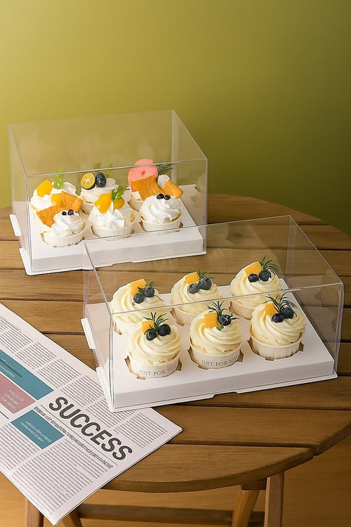10Pcs Clear Dessert Boxes Cupcake Packing Boxes Bakery Cake Wrapping Boxes