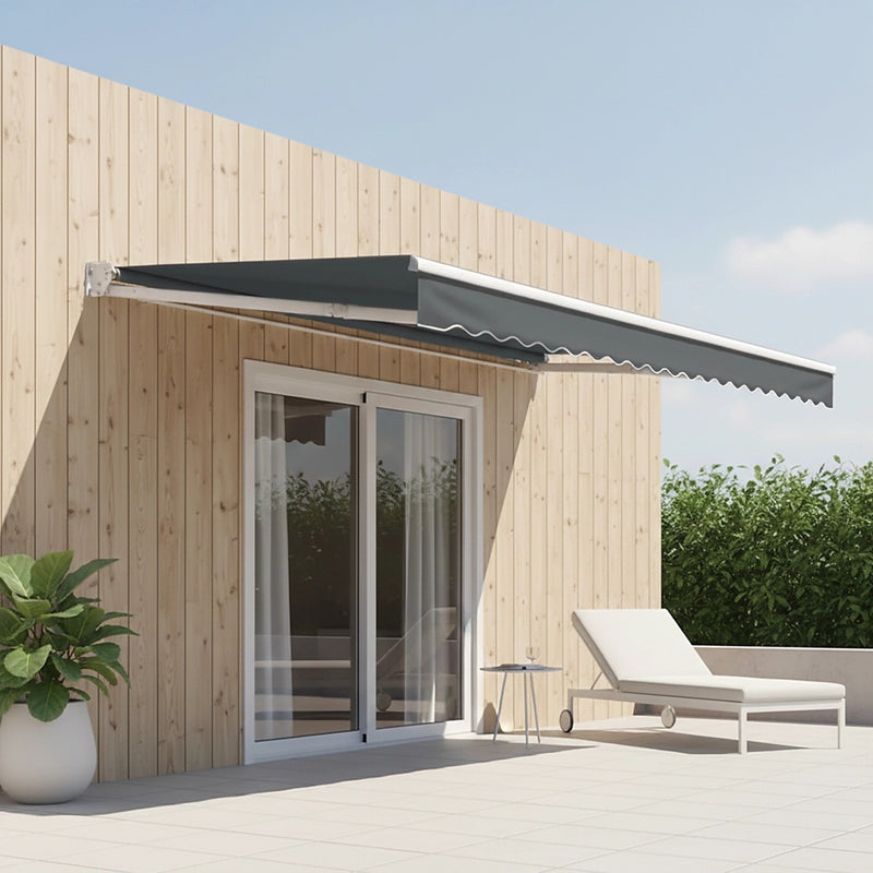 Automatic Retractable Awning 5.0x3.0m - Grey Outdoor Wall Sunshade ...