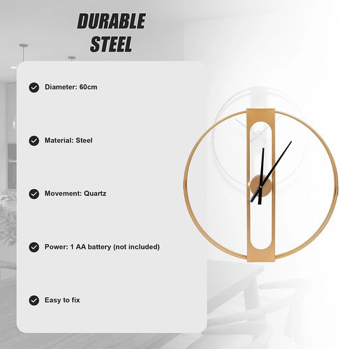 Gold Clover Metal Wall Clock