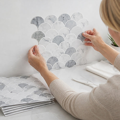 3D Peel-and-Stick Wall Tiles – Fish Scale Mosaic Design, 10 Sheets