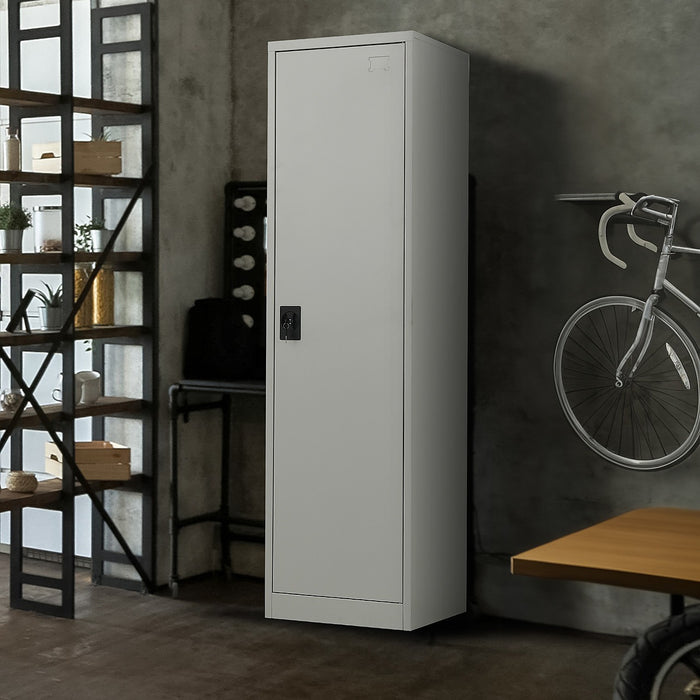 Single Door Metal Locker Cabinet - Grey without Legs