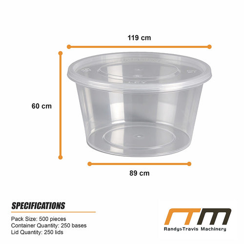 450mL Food Containers with Lids 500 Pack | BPA Free Round Takeaway Tubs