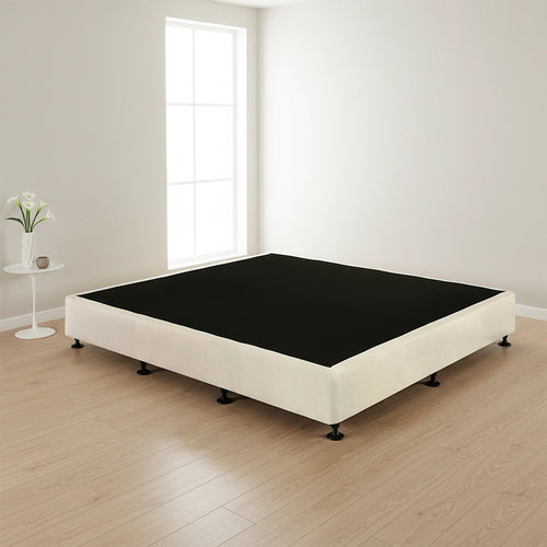 King Slatted Ensemble Bed Base - Sand Linen Breathable Cover