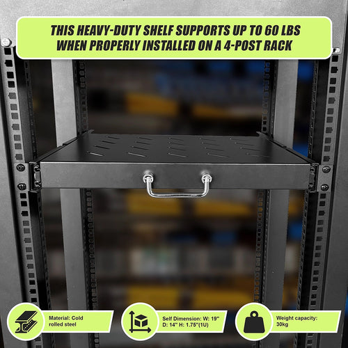 1U 19” 4-Post Sliding Server Rack Shelf – Adjustable 15”-22” Mount for Network Equipment
