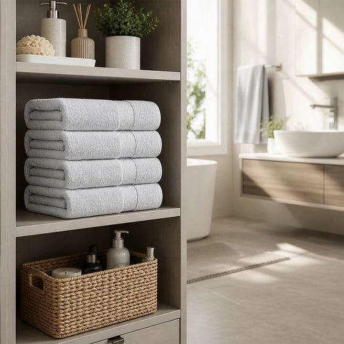 500 GSM Cotton Bath Towels 4 Pack Grey