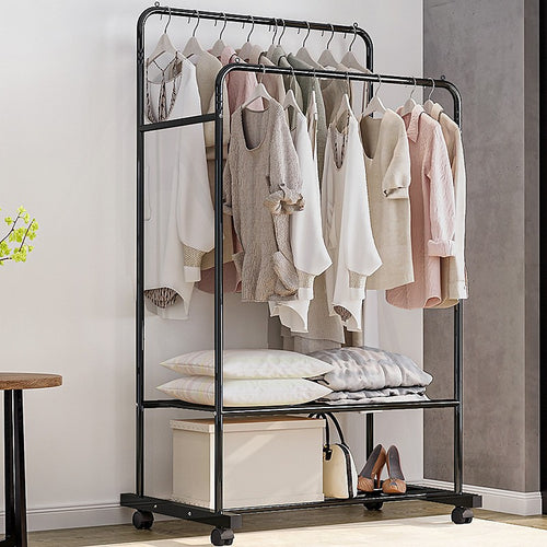 Double Clothes Rack Metal Garment Rail 80x154cm – Heavy Duty Hanging Storage Shelf