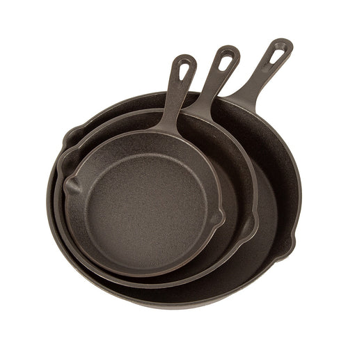 Chef Cast Iron Frying Pan Set – 3-Piece Skillet, Grill & Oven-Safe Cookware for Versatile Home Cooking