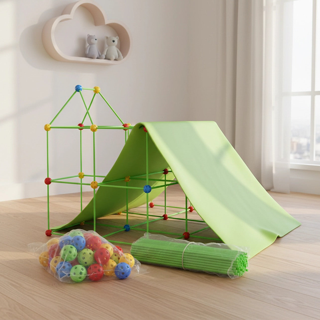 tent building kit 217pcs Kids Construction Fort Building Kit Castles 3D Play House Tent Toys