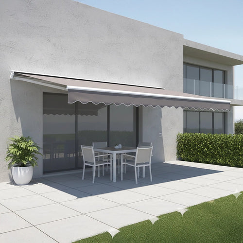 Automatic Retractable Awning 4x3m - Grey Outdoor Wall Sunshade