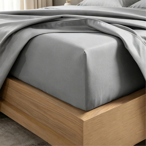 Queen 4 Piece Microfiber Sheet Set Deep Pocket Light Grey