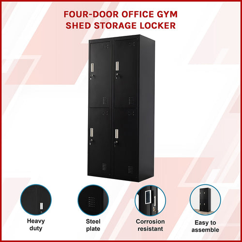 2x2 Door Black Metal Locker – Secure Storage with Standard Lock with 2 Keys