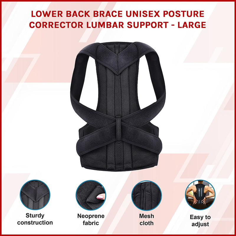 Lower Back Brace Unisex Posture Corrector Lumbar Support - Large ...