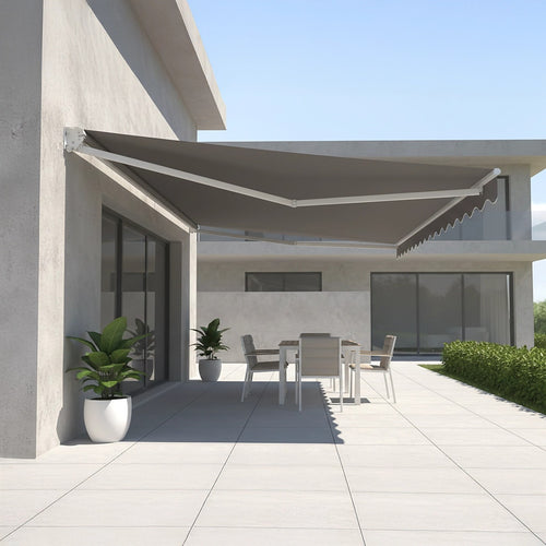 Automatic Retractable Awning 5.0 x 3.0m - Grey Outdoor Wall Sunshade