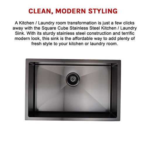 700x450mm Stainless Steel Handmade 1.5mm Sink with Waste in Black with sand finish Finish