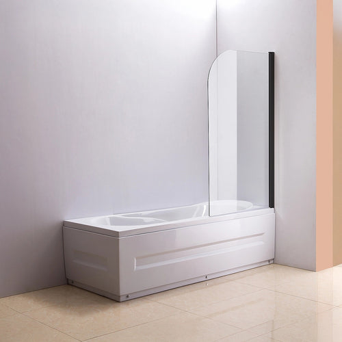 180° Black Pivot Door 6mm Safety Glass Bath Shower Screen By Della Francesca - 90 x 140cm