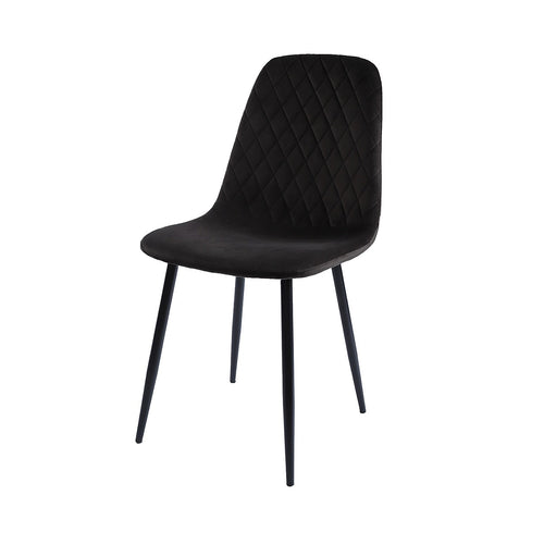 Dining Chair Set of 4 Faux Suede Upholstered Metal Legs Padded Kitchen Dining Chairs Suede Black