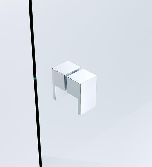 90cm Wall to Wall Frameless Shower Screen with Chrome Brackets and Brass Hinges, Square Double Pull Handle