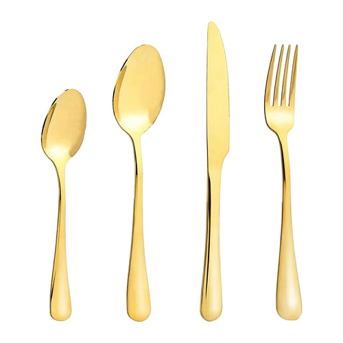 24 Piece Gold Cutlery Set Stainless Steel Dinnerware