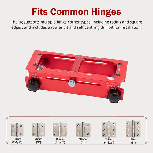 Door Hinge Jig Aluminium Adjustable Template Kit 63–127mm