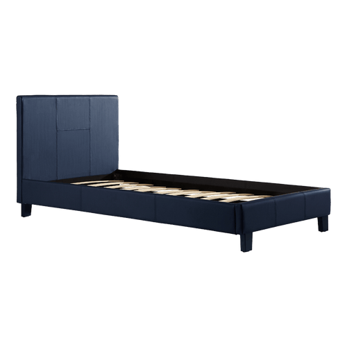 Single Bed Frame Blue PU Leather
