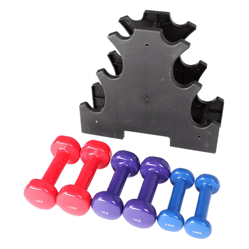 6-Piece Dumbbell Set with Rack