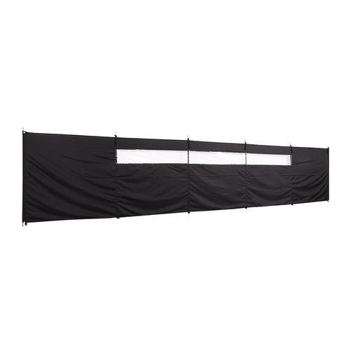 Camping Windbreak with Clear Windows & Bag – 725x140cm Black